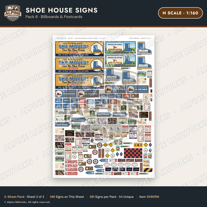 Alpine Railworks 30905N N Scale Roadside Attraction Signs - Shoe House