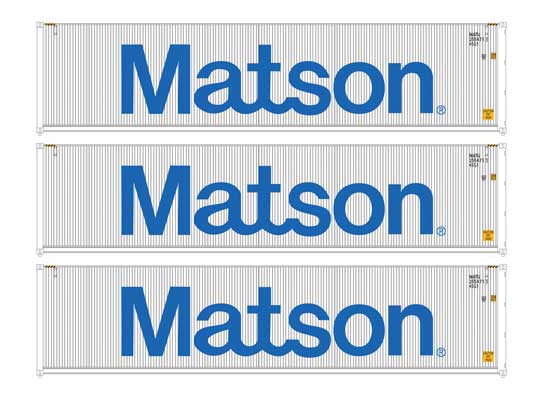 Walthers Scenemaster 18253 HO Scale 40' Fully Corrugated Container - 3-Pk Matson