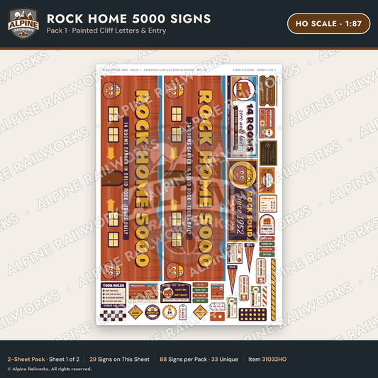 Alpine Railworks 31032HO HO Scale Roadside Signs - Cliff Rock House