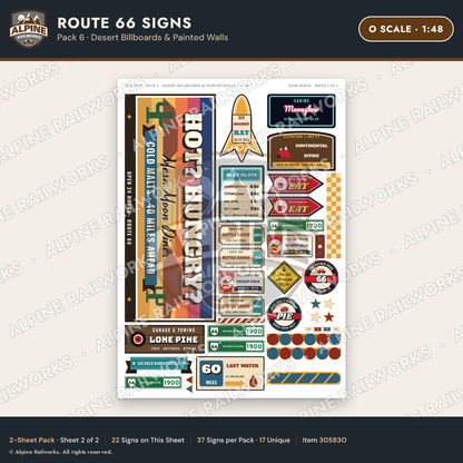 Alpine Railworks 30583O O Scale Route 66 Highway Signs