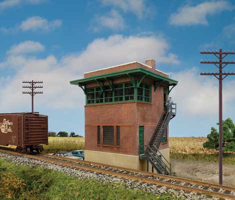 Walthers Cornerstone 933-3554 HO Scale Pennsylvania Railroad Brick Interlocking Tower w/Flat Roof -- Kit - 5-1/4 x 3-1/8 x 5-5/8"  13.3 x 7.9 x 14.2cm