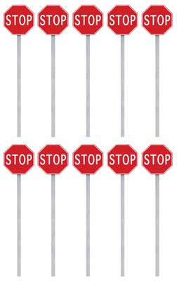 Walthers SceneMaster 4212 HO Stop Signs pkg(10) Red
