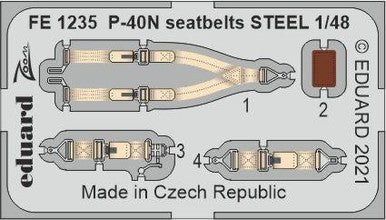 Eduard FE1235 1/48 P-40N Seatbelts STEEL Photo Etch Interior Detail