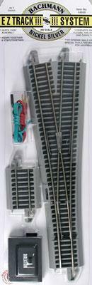 Bachmann 44569 HO Scale No. 5 Remote-Control Turnout, Nickel Silver Rail, Gray Roadbed - E-Z Track -- Wye