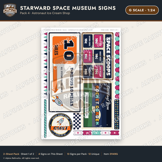 Alpine Railworks 31149G G Scale Roadside Signs - Space Museum
