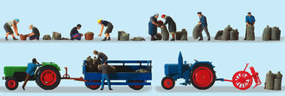 Preiser 13008 HO Scale Farm Machinery Potato Harvest Set w/2