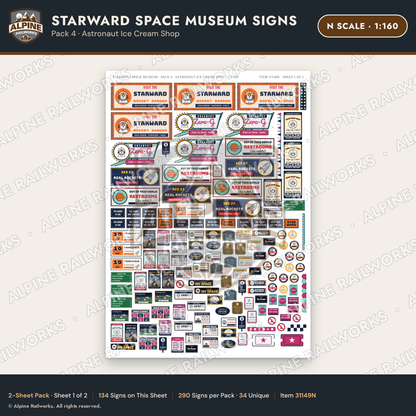 Alpine Railworks 31149N N Scale Roadside Signs - Space Museum