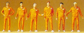 Preiser 10373 HO Scale People Working Mechanics In Coveralls pkg(6)