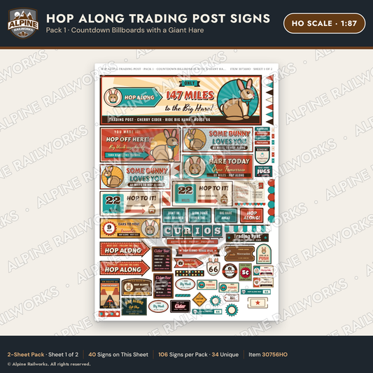 Alpine Railworks 30756HO HO Scale Roadside Signs - Trading Post