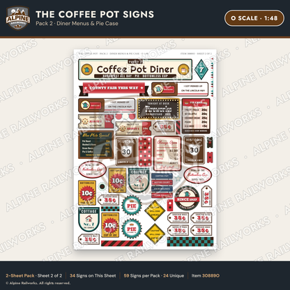 Alpine Railworks 30889O O Scale Roadside Signs - Coffee Pot Diner