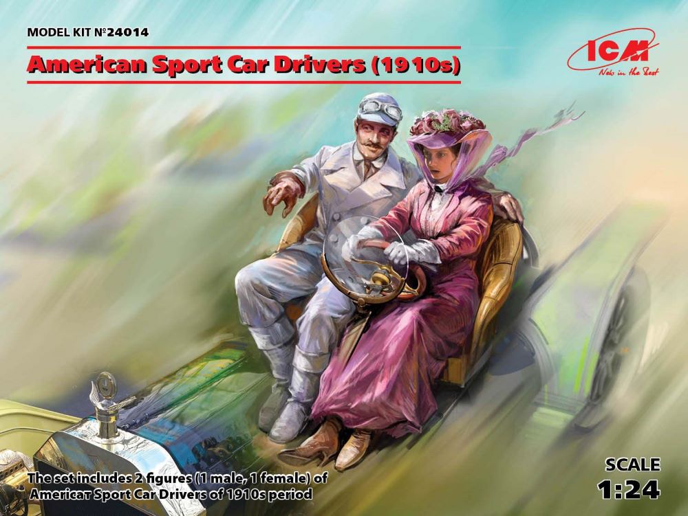 ICM Models 24014 1/24 American Male/Female Sport Car Drivers 1910's (2)