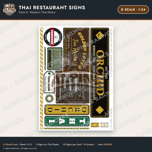 Alpine Railworks 30415G G Scale Thai Restaurant Signs