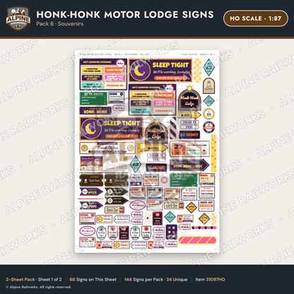 Alpine Railworks 31097HO HO Scale Roadside Signs - Clown Motel