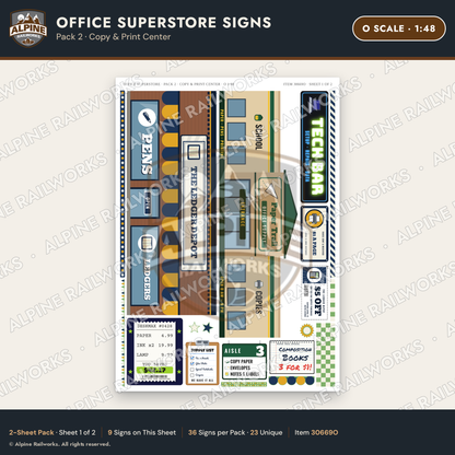 Alpine Railworks 30669O O Scale Office Superstore Signs - Copy