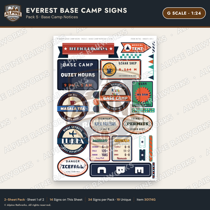 Alpine Railworks 30174G G Scale Everest Base Camp Signs
