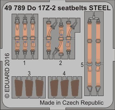 Eduard 49789 1/48 Seatbelts Do17Z2 Steel for ICM (Pre-Painted)