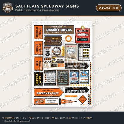 Alpine Railworks 31159O O Scale Racing Signs - Salt Flats Speedway