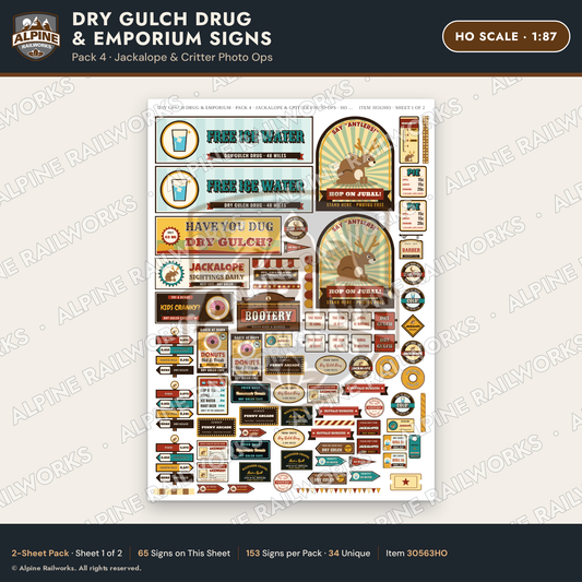 Alpine Railworks 30563HO HO Scale Roadside Signs - Western Drug Store