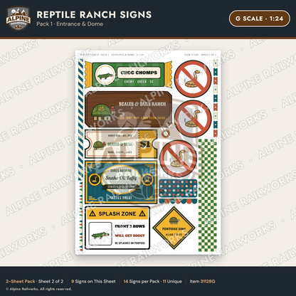 Alpine Railworks 31128G G Scale Roadside Signs - Reptile Zoo