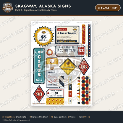 Alpine Railworks 31444G G Scale Skagway AK Signs - Attractions & Tours