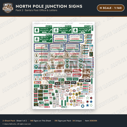 Alpine Railworks 30835N N Scale Roadside Signs - Christmas Town