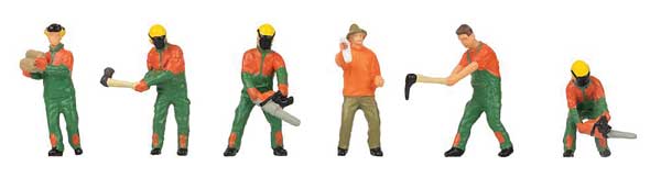 Faller 151690 HO Scale Forest Workers with Modern Equipment -- pkg(6)