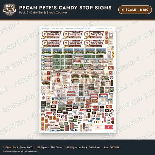 Alpine Railworks 30594N N Scale Roadside Signs - Pecan Candy Stop