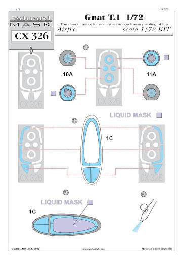 Eduard CX326 1/72 Mask Gnat T.1 for Airfix Canopy Mask Set
