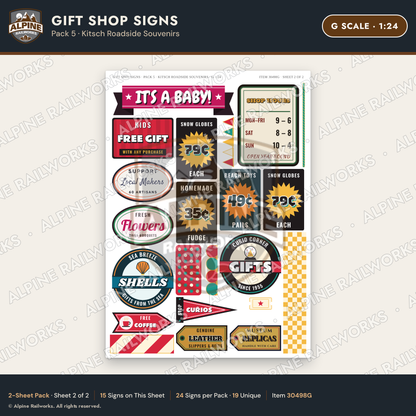 Alpine Railworks 30498G G Scale Gift Shop Signs