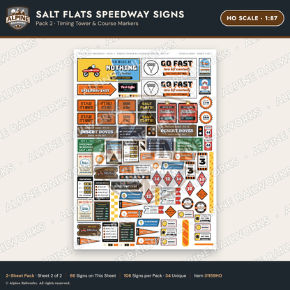 Alpine Railworks 31159HO HO Scale Racing Signs - Salt Flats Speedway