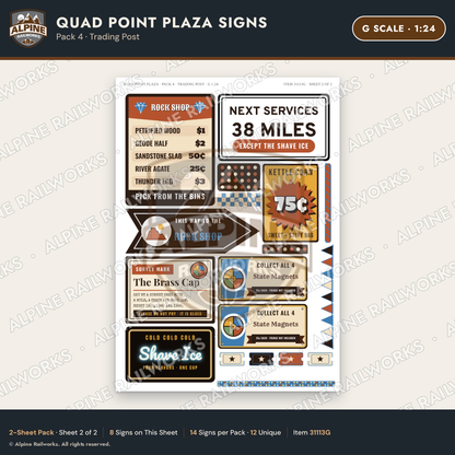 Alpine Railworks 31113G G Scale Roadside Signs - Four Corners