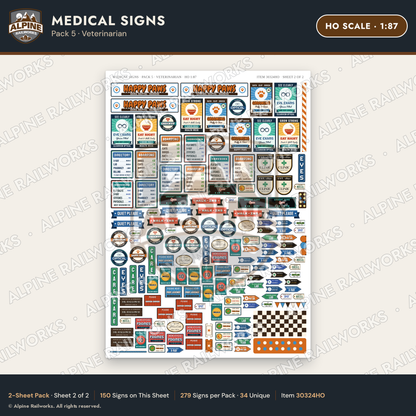 Alpine Railworks 30324HO HO Scale Medical Signs - Veterinarian