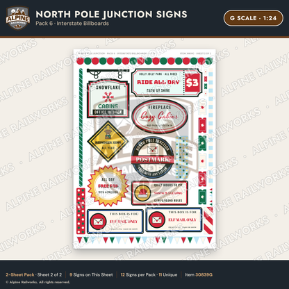 Alpine Railworks 30839G G Scale Roadside Signs - Christmas Town
