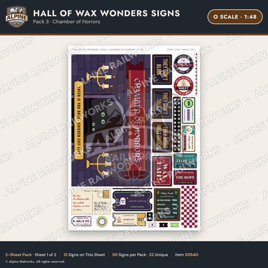 Alpine Railworks 31154O O Scale Roadside Attraction Signs - Wax Museum