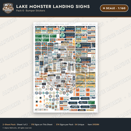 Alpine Railworks 31109N N Scale Roadside Signs - Lake Monster