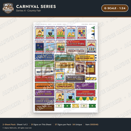 Alpine Railworks 30004G G Scale Carnival Signs - County Fair
