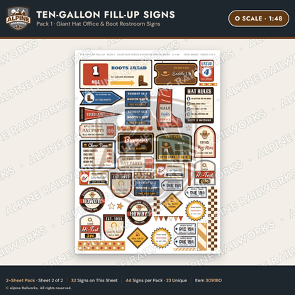 Alpine Railworks 30918O O Scale Roadside Attraction Signs - Cowboy Hat