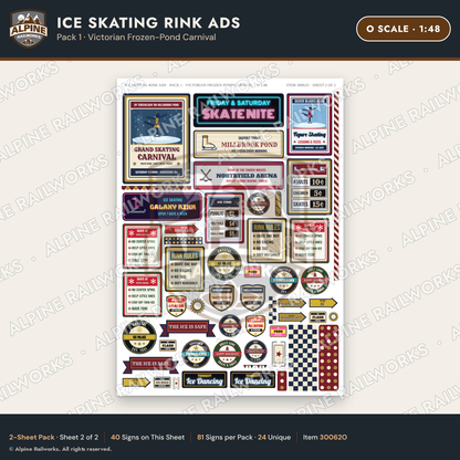 Alpine Railworks 30062O O Scale Ice Skating Rink Ads