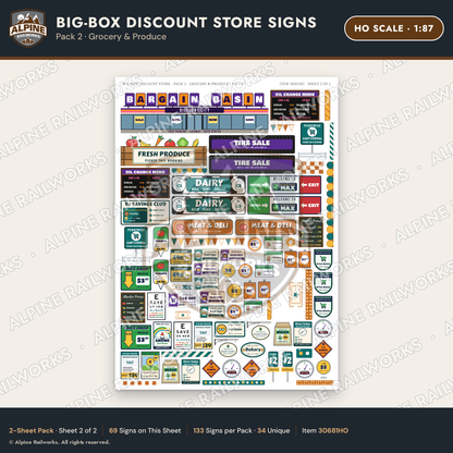Alpine Railworks 30681HO HO Scale Big-Box Discount Store Signs