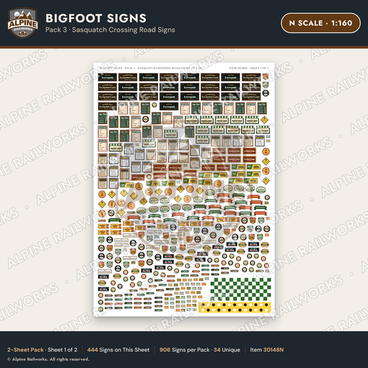 Alpine Railworks 30148N N Scale Bigfoot Signs