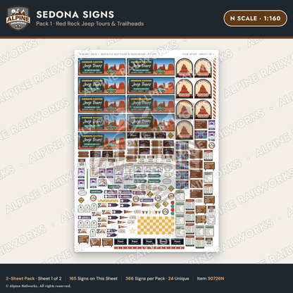 Alpine Railworks 30726N N Scale Tourist Signs - Sedona