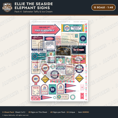 Alpine Railworks 30819O O Scale Roadside Signs - Elephant Building