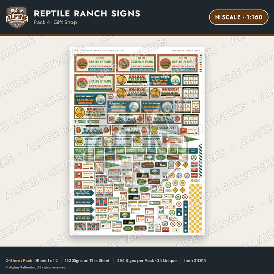 Alpine Railworks 31131N N Scale Roadside Signs - Reptile Zoo