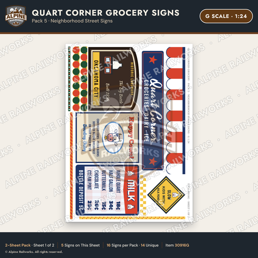Alpine Railworks 30916G G Scale Roadside Signs - Milk Bottle Grocery
