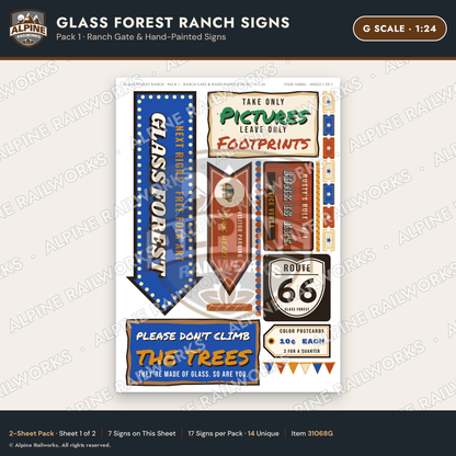 Alpine Railworks 31068G G Scale Roadside Signs - Bottle Tree Ranch