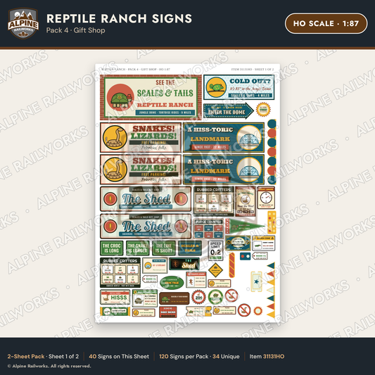 Alpine Railworks 31131HO HO Scale Roadside Signs - Reptile Zoo