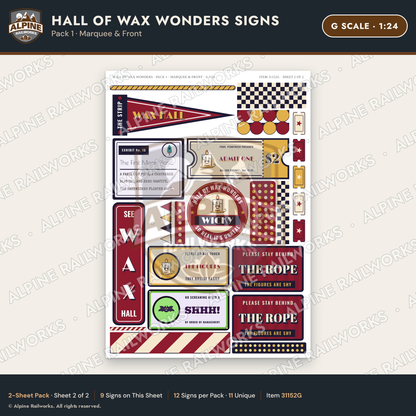 Alpine Railworks 31152G G Scale Roadside Attraction Signs - Wax Museum