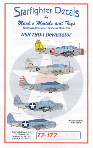 Starfighter Decals 72172 1/72 USN TBD-1 Devastators