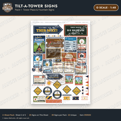 Alpine Railworks 31050O O Scale Roadside Signs - Leaning Tower