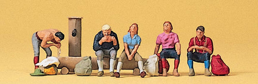 Preiser 10443 HO Scale Hikers by the Cattle Trough Figure Set